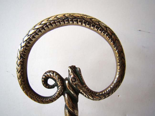 An Antique Victorian brass doorstop in the form of a ship with serpent handle circa 1850 — image 3
